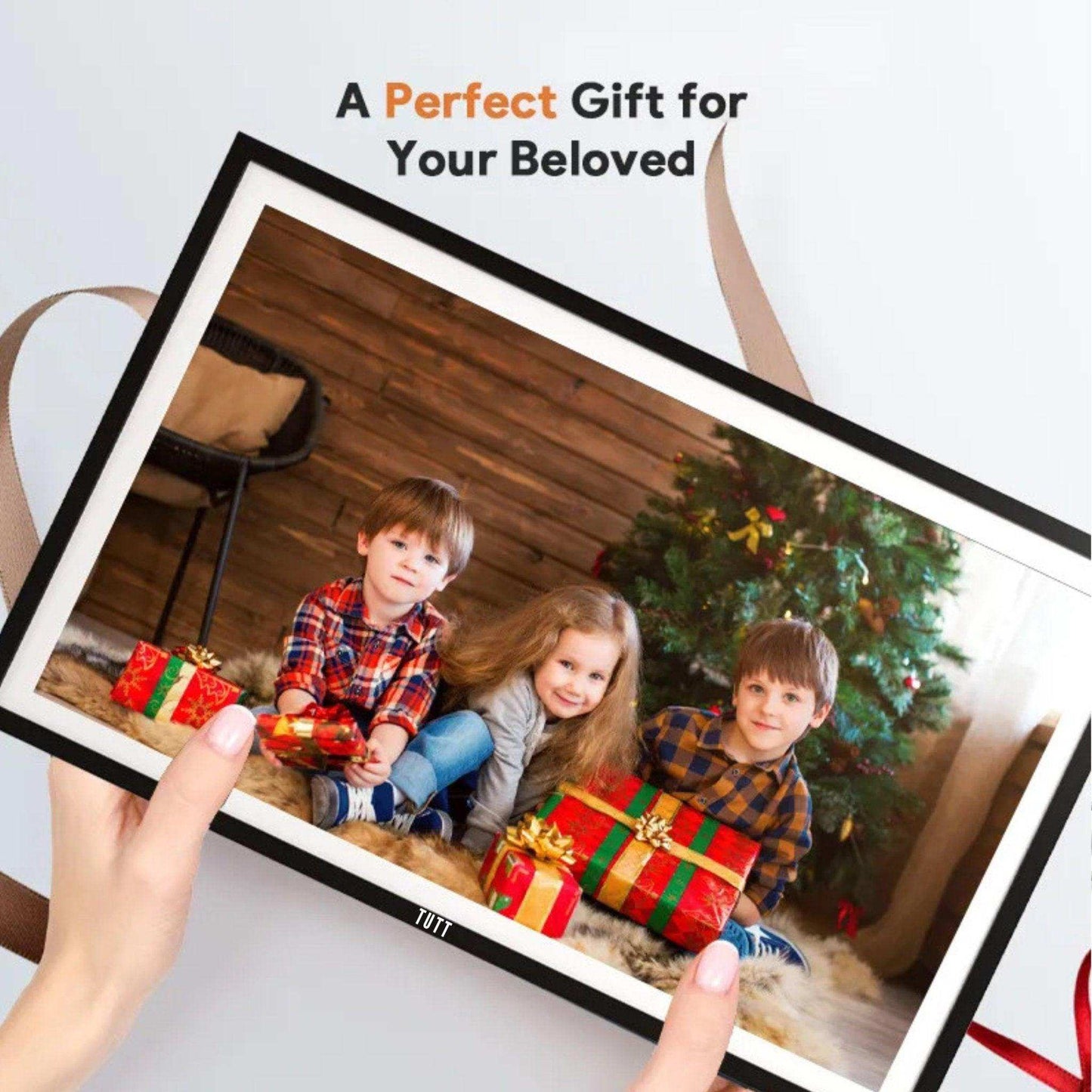 TUTT 15.6” Digital Photo Frame | WiFi IPS Touch Screen, Internal 32 GB | Frameo App | Tabletop or Wall-Mounted | 128GB Micro SD SanDisk + 5 in 1 Card Reader