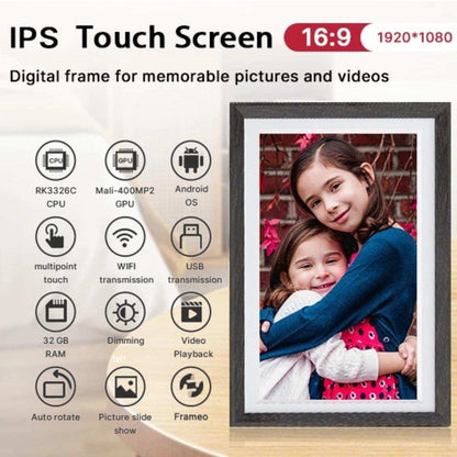 TUTT 15.6” Digital Photo Frame | WiFi IPS Touch Screen, Internal 32 GB | Frameo App | Tabletop or Wall-Mounted | 128GB Micro SD SanDisk + 5 in 1 Card Reader