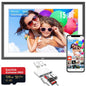 TUTT 15.6” Digital Photo Frame | WiFi IPS Touch Screen, Internal 32 GB | Frameo App | Tabletop or Wall-Mounted | 128GB Micro SD SanDisk + 5 in 1 Card Reader