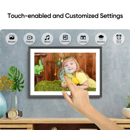 TUTT 15.6” Digital Photo Frame | WiFi IPS Touch Screen, Internal 32 GB | Frameo App | Tabletop or Wall-Mounted | 128GB Micro SD SanDisk + 5 in 1 Card Reader