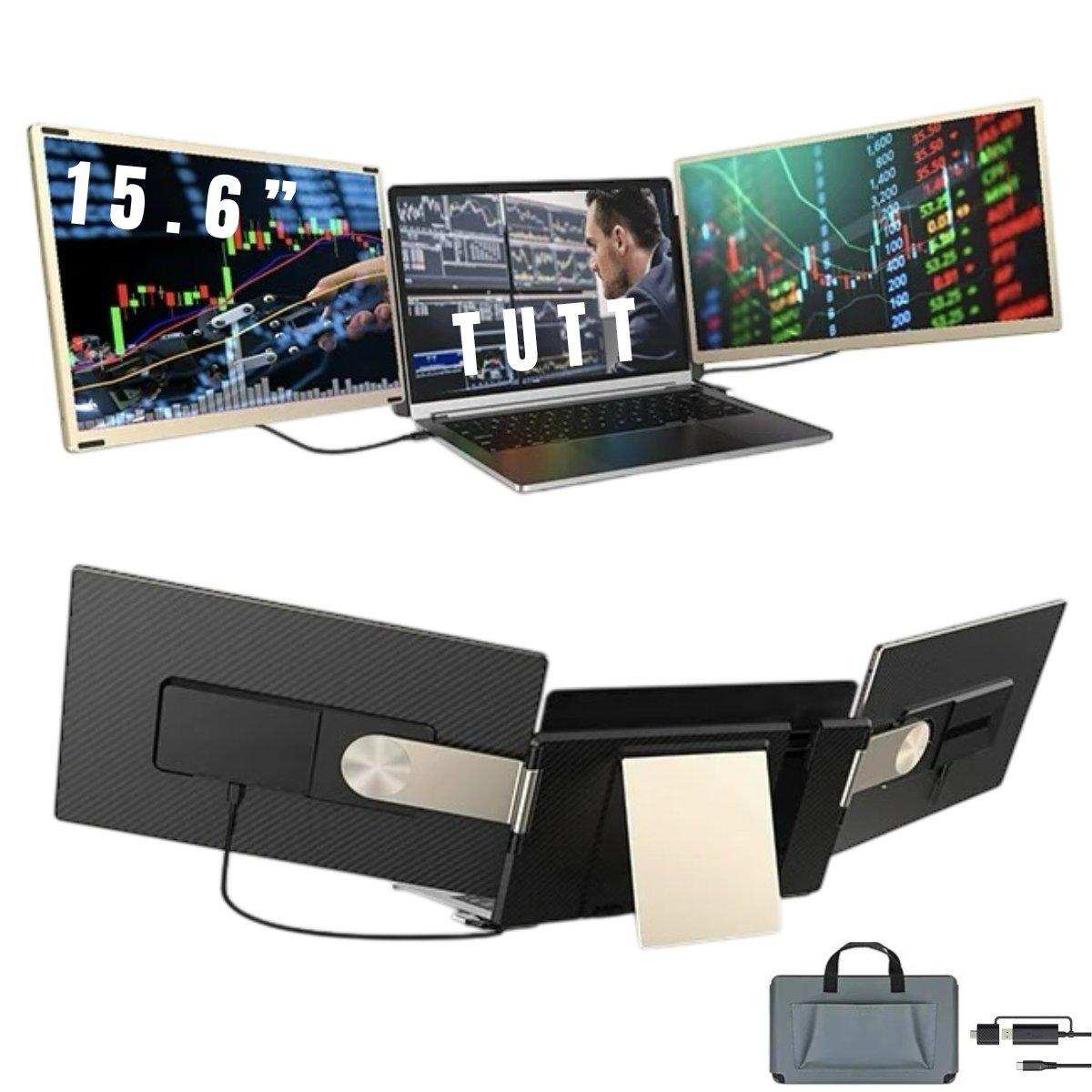 TUTT 15.6” FHD Portable Monitor – S6 Triple Screen Extender, USB-C/HDMI, 7 Viewing Modes | All Devices Compatible with Converter Cable (H5 Included) - www.Shopthatapp.com