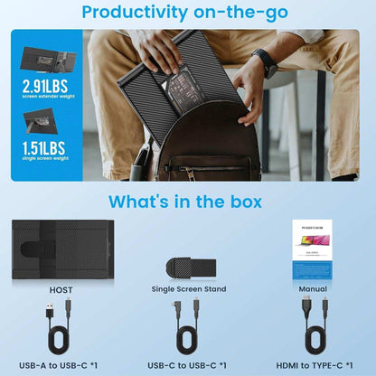 TUTT 15.6” Portable Monitor | Multi-Position IPS FHD Screen Extender | USB-C & HDMI, Built-in Speakers, P5