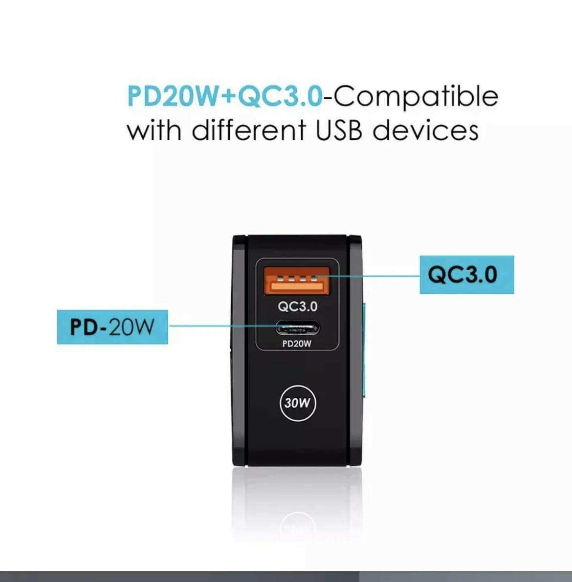 TUTT 15W Magnetic Wireless Charging Pad 2 In 1 With 30W TYPE-C+USB Fast Charger Plug | Compatible with iPhone 14/14Pro/13/13 Pro/12/12 Mini/12 Pro Max/SE 2/11 Series, AirPods Pro | Chargeur magnétique sans fil - www.Shopthatapp.com