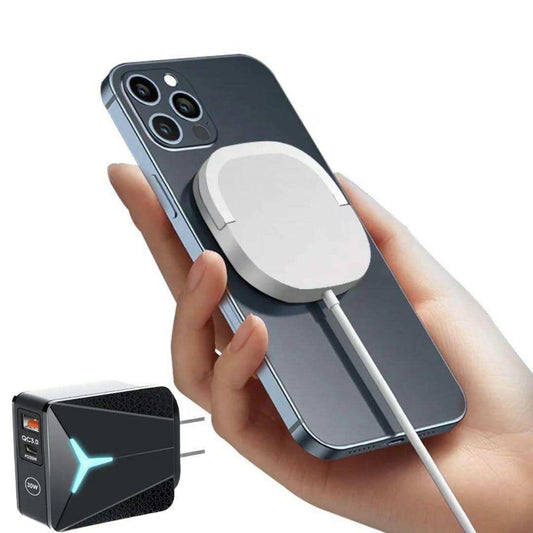 TUTT 15W Magnetic Wireless Charging Pad 2 In 1 With 30W TYPE-C+USB Fast Charger Plug | Compatible with iPhone 14/14Pro/13/13 Pro/12/12 Mini/12 Pro Max/SE 2/11 Series, AirPods Pro | Chargeur magnétique sans fil - www.Shopthatapp.com