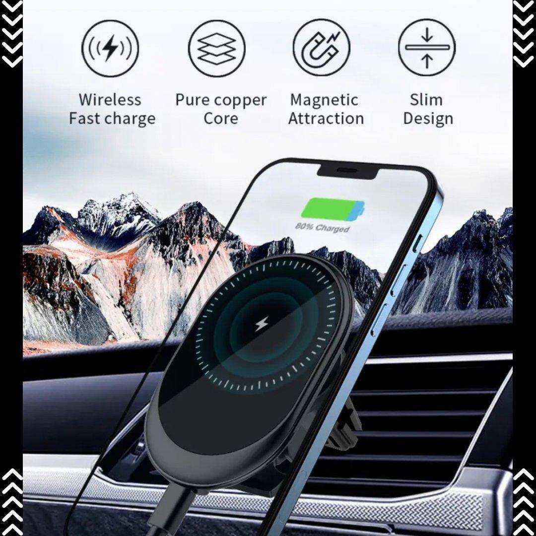 TUTT 15W Qi Magnetic Wireless Car Phone Holder Charger 360° Adjustable Strong Magnetic Compatible with iPhone 15 14 13 12 Pro Plus Max Mini