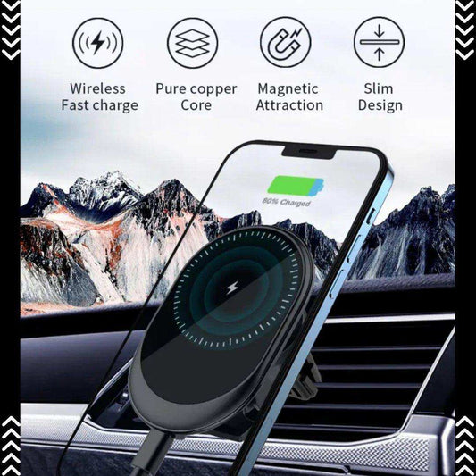 TUTT 15W Qi Magnetic Wireless Car Phone Holder Charger 360° Adjustable Strong Magnetic Compatible with iPhone 15 14 13 12 Pro Plus Max Mini