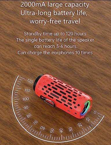 TUTT 2 in 1 Outdoor Waterproof Mini Speaker with Earbuds LED Lighting with Hook | TWS Earbuds Wireless with Portable Mini Speaker | for Picnic Travel Biking Hiking - www.Shopthatapp.com