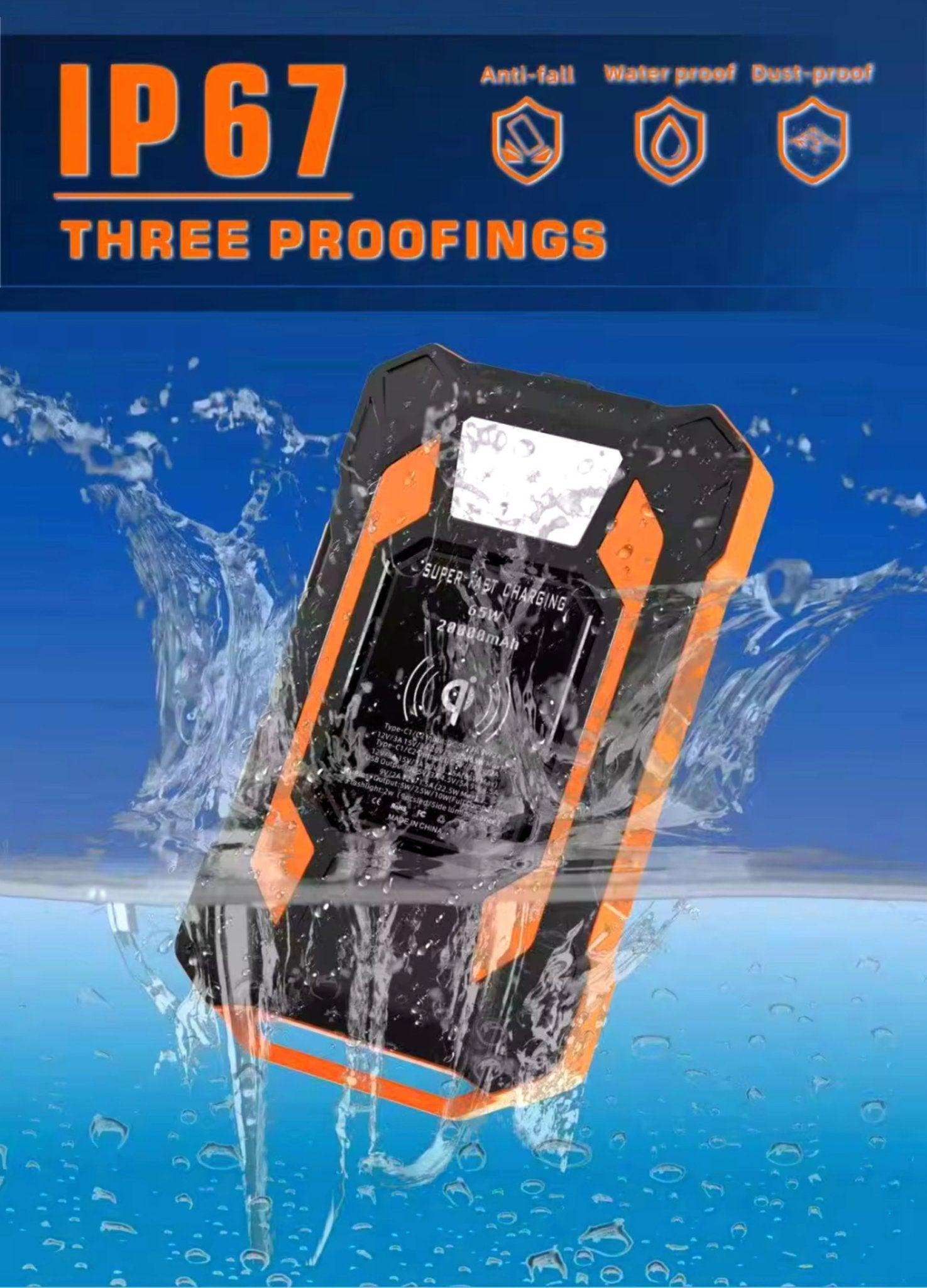 TUTT 20,000 mAh PD 65w Laptop Portable Rugged Power Bank | Fast Qi Wireless Charging | Emergency Flashlight | Outdoor Camping Charger | Notebook Tablet Smart Phone - www.Shopthatapp.com