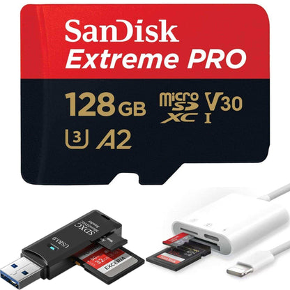 TUTT 3 in 1 | SanDisk 64/128/256/512GB 1TB Ultra microSDXC MicroSD Memory Card Up to 120MB/s, Full HD A1 + Lightning to SD Card iPhone iPad + 2-in-1 SD Card Reader USB3.0 5Gbps