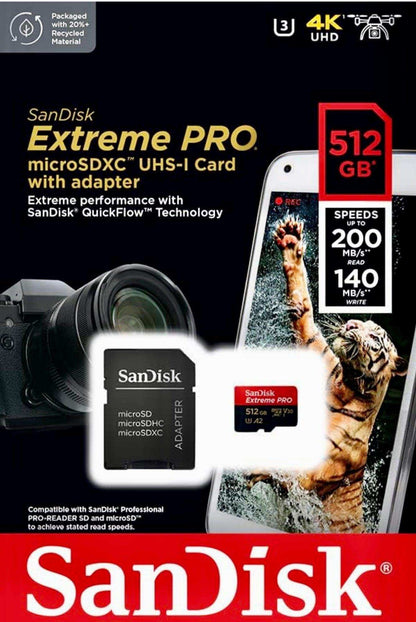 TUTT 3 in 1 | SanDisk Extreme PRO®  64/128/256/512GB 1TB Ultra microSDXC MicroSD Memory Card Speed 200MB/s Read | 90MB/s + Lightning to SD Card iPhone iPad + 2-in-1 SD Card Reader USB3.0 5Gbps - www.Shopthatapp.com