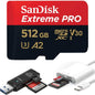 TUTT 3 in 1 | SanDisk Extreme PRO®  64/128/256/512GB 1TB Ultra microSDXC MicroSD Memory Card Speed 200MB/s Read | 90MB/s + Lightning to SD Card iPhone iPad + 2-in-1 SD Card Reader USB3.0 5Gbps - www.Shopthatapp.com