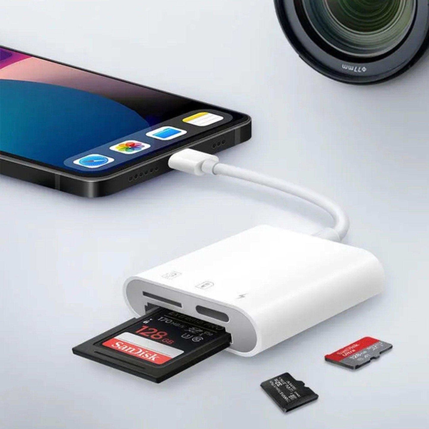 TUTT 3 in 1 | SanDisk Extreme PRO®  64/128/256/512GB 1TB Ultra microSDXC MicroSD Memory Card Speed 200MB/s Read | 90MB/s + Lightning to SD Card iPhone iPad + 2-in-1 SD Card Reader USB3.0 5Gbps - www.Shopthatapp.com