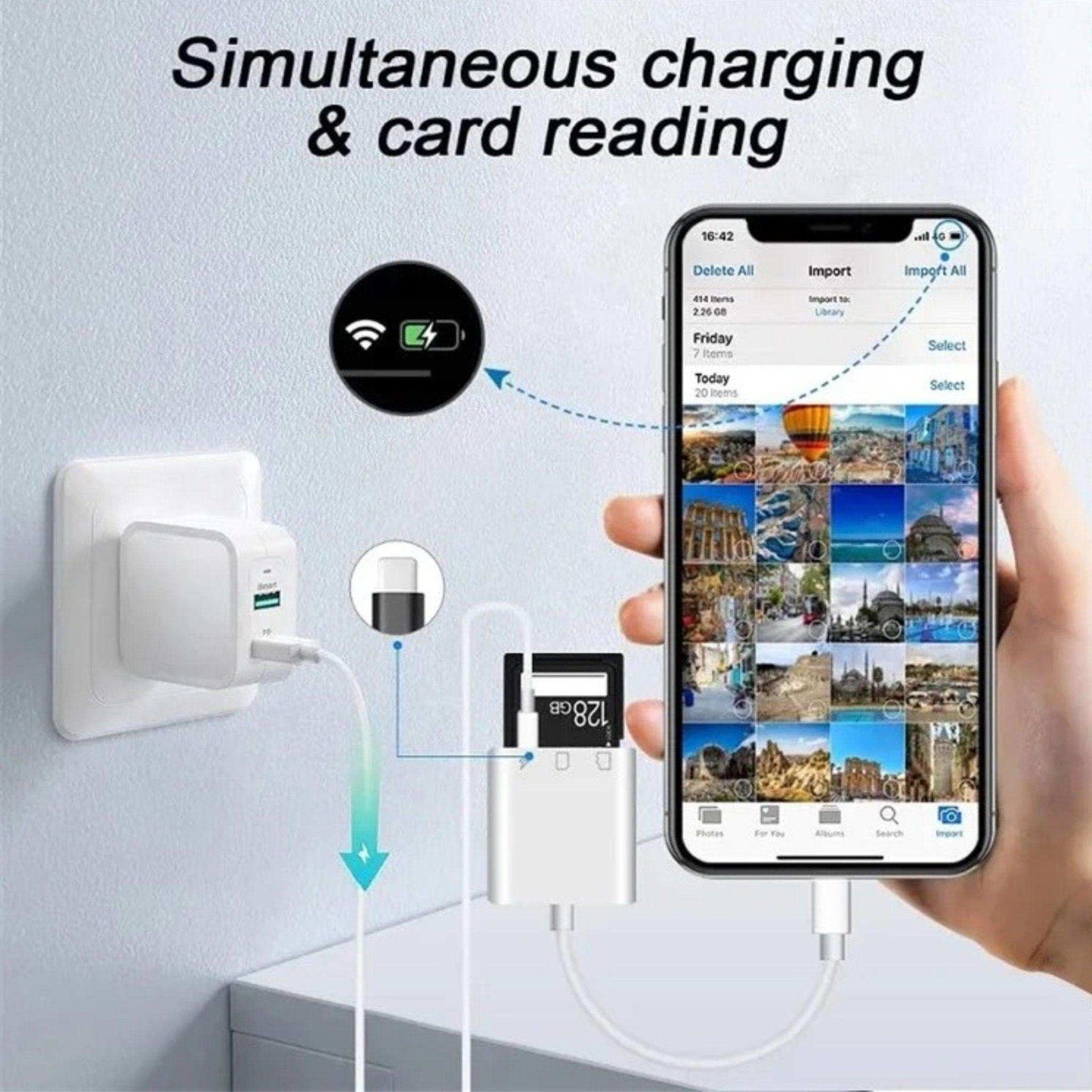 TUTT 3 in 1 | SanDisk 64/128/256/512GB 1TB Ultra microSDXC MicroSD Memory Card Up to 120MB/s, Full HD A1 + Lightning to SD Card iPhone iPad + 2-in-1 SD Card Reader USB3.0 5Gbps