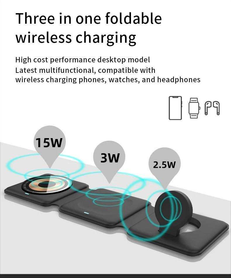TUTT 3 in 1 Wireless Magnetic Foldable Charger Station Compatible with iPhone - www.Shopthatapp.com