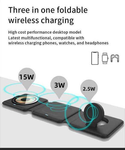 TUTT 3 in 1 Wireless Magnetic Foldable Charger Station Compatible with iPhone - www.Shopthatapp.com