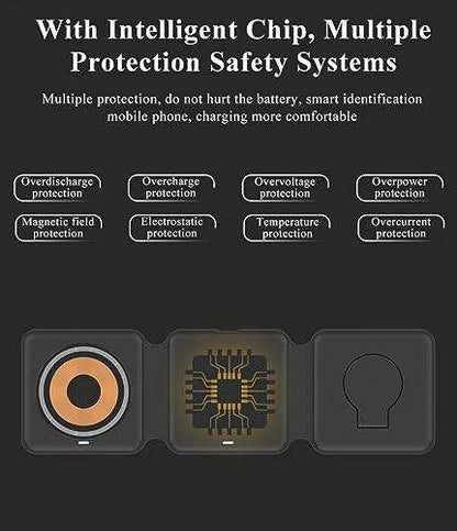 TUTT 3 in 1 Wireless Magnetic Foldable Charger Station Compatible with iPhone - www.Shopthatapp.com