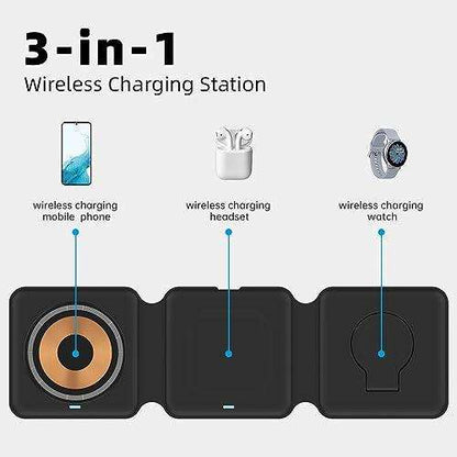 TUTT 3 in 1 Wireless Magnetic Foldable Charger Station Compatible with iPhone - www.Shopthatapp.com