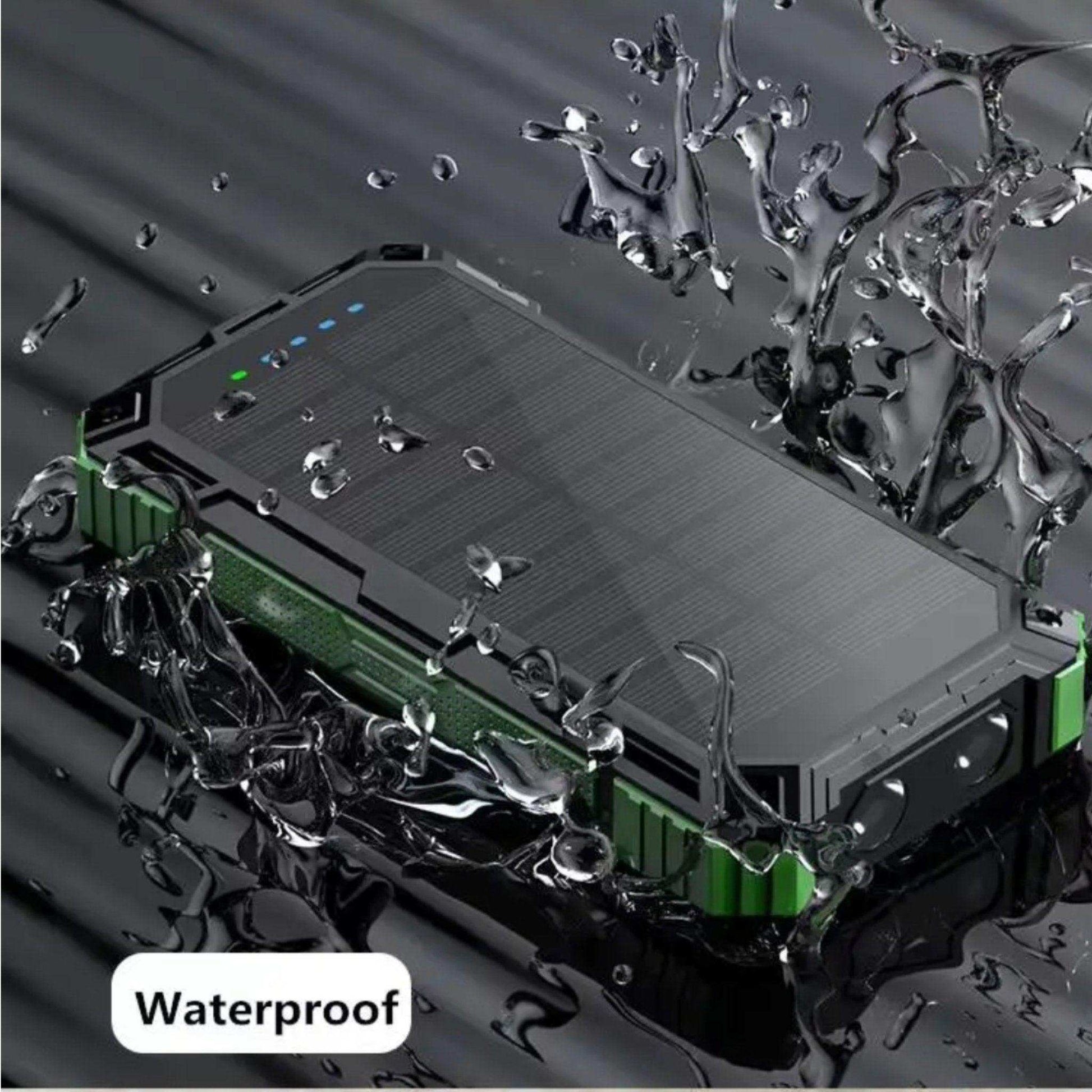 TUTT 30000mAh Portable Rugged Solar-Dual Mode Charging Waterproof Outdoor Power Bank | External Battery 4 Built-In USB Cables | Fast Wireless Charging | 7 Output With Flashlight SOS - www.Shopthatapp.com