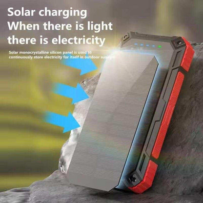 TUTT 30000mAh Portable Rugged Solar-Dual Mode Charging Waterproof Outdoor Power Bank | External Battery 4 Built-In USB Cables | Fast Wireless Charging | 7 Output With Flashlight SOS - www.Shopthatapp.com