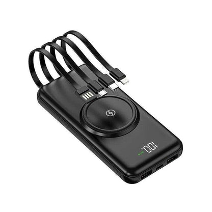 TUTT 30,000mAh Wireless Portable Charger Power Bank with Built-in 4 Cable, 6 Outputs & 3 Inputs Fast Charging External Power USB-C Battery Pack, LED Display - www.Shopthatapp.com