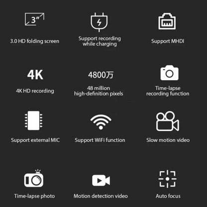 TUTT 4K 48MP Digital Camera for Vlogging 3.0’’ 180° Flip Screen, WiFi, 16X Digital Zoom, Wide Angle & Macro Lens Mic, Full Combo | 128GB SanDisk 3 in 1 SD/TF/Charging Kit - www.Shopthatapp.com