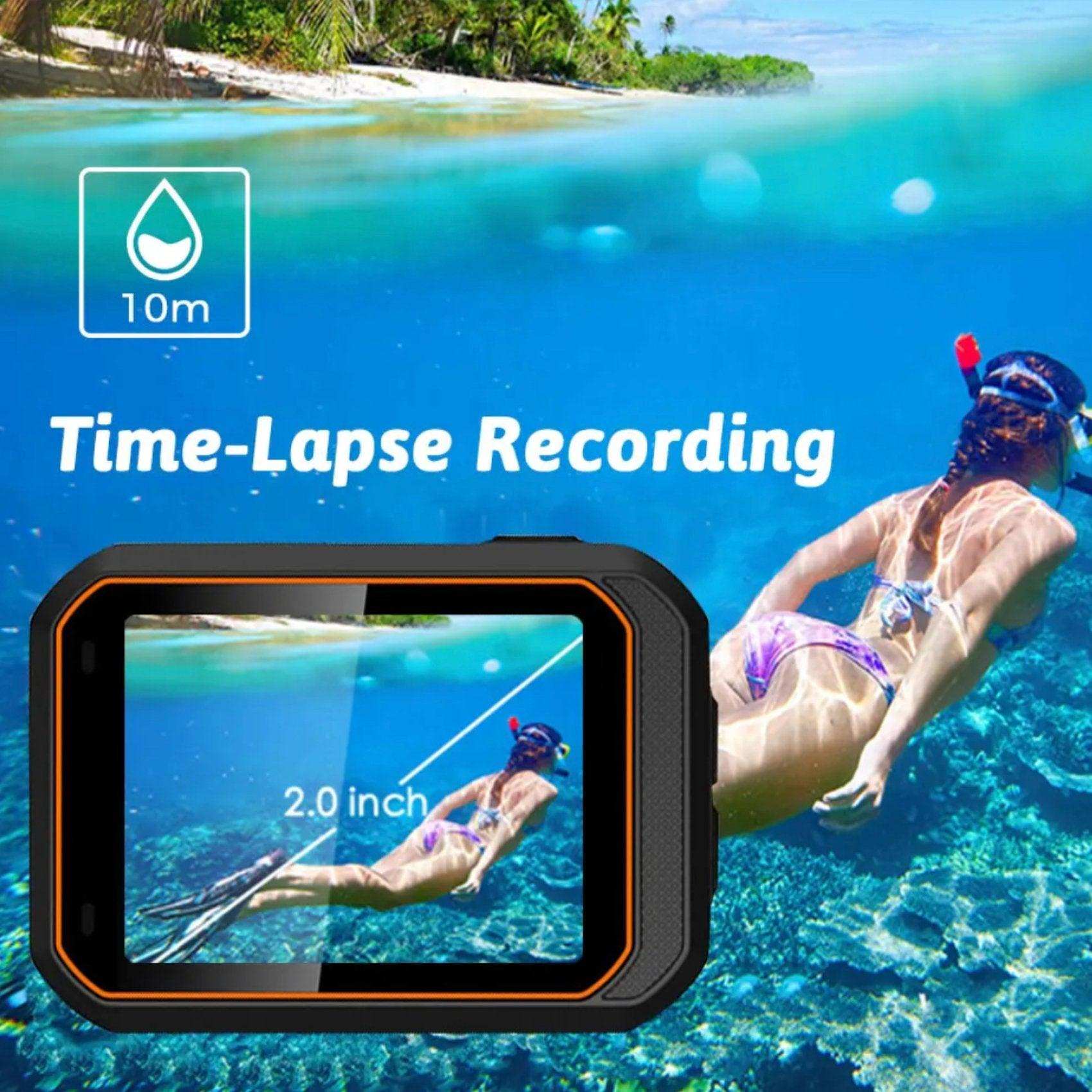 TUTT 4K 60fps 20MP Waterproof Action Camera Dash Cam 2” IPS Display IP68 Waterproof Underwater Wi-fi Motion Camera Hamlet Vlogging Hard Case 128GB SanDisk 3 in 1 SD/TF/Charging Kit - www.Shopthatapp.com