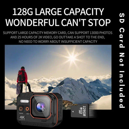 TUTT 4K 60fps 20MP Waterproof Action Camera Dash Cam 2” IPS Display IP68 Waterproof Underwater Wi-fi Motion Camera Hamlet Vlogging Hard Case 128GB SanDisk 3 in 1 SD/TF/Charging Kit - www.Shopthatapp.com
