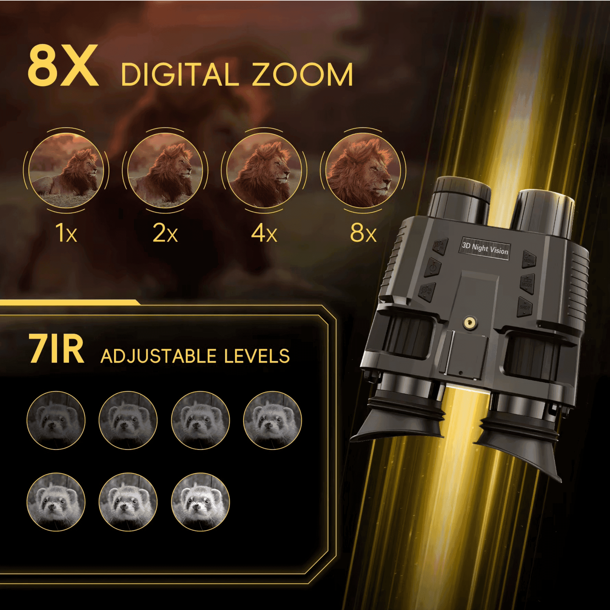 TUTT 4K FHD Night Vision Goggles NV8000 | Helmet Mounted | 8X Digital Zoom | Infrared Night Vision Binoculars with 3D Viewing - www.Shopthatapp.com