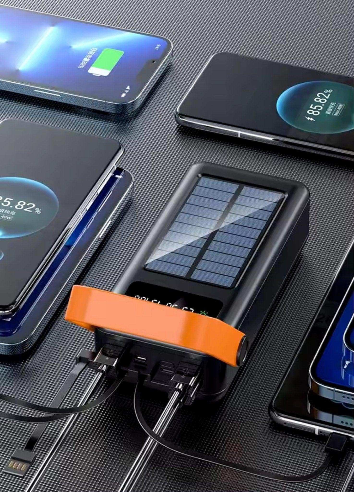 TUTT 60,000 mAh Solar Power Bank | Fast Charging | Built-In Cables | Flashlight | PowerBanks PD 22.5W Portable Phone Mobile Charger - www.Shopthatapp.com