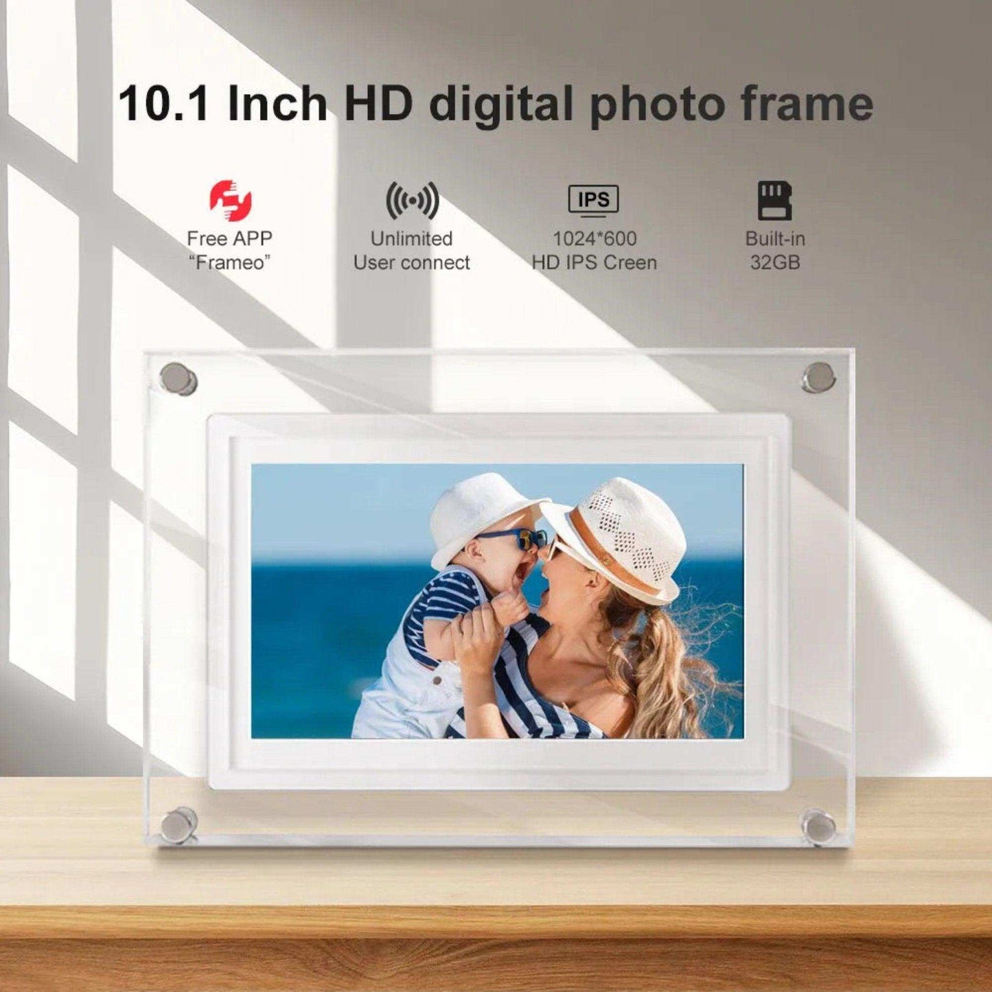 TUTT 7" and 10” Acrylic Digital Photo Frame | WiFi | IPS Touchscreen | 32GB Built-In Storage | Frameo App | SanDisk Extreme PRO® 64GB micro SD Card + Reader Kit