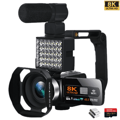TUTT 8K 48MP Camcorder WIFI Digital Video Camera Recorder | Premium Combo 128GB SanDisk 2 Batteries - www.Shopthatapp.com