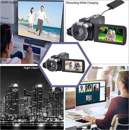 TUTT 8K 48MP Camcorder WIFI Digital Video Camera Recorder | Premium Combo 128GB SanDisk 2 Batteries - www.Shopthatapp.com