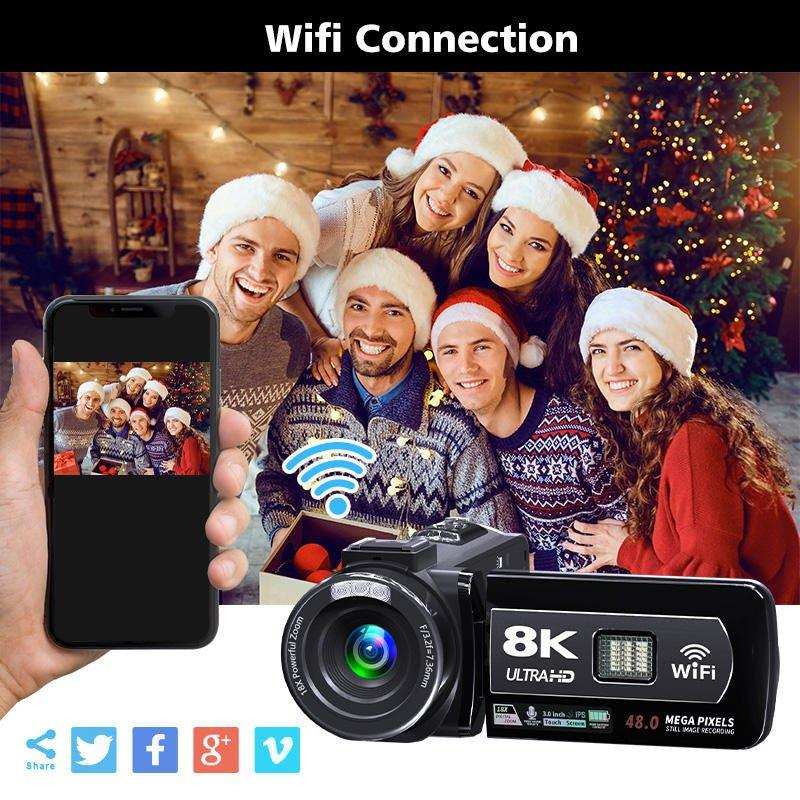 TUTT 8K 48MP Camcorder WIFI Digital Video Camera Recorder | Premium Combo 128GB SanDisk 2 Batteries - www.Shopthatapp.com