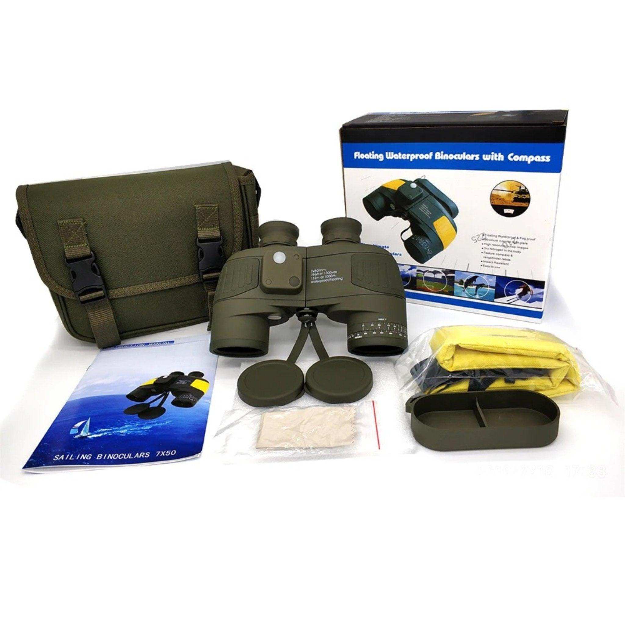 TUTT Admiral 7x50 Rugged Waterproof Binocular with Internal Rangefinder & Compass - www.Shopthatapp.com