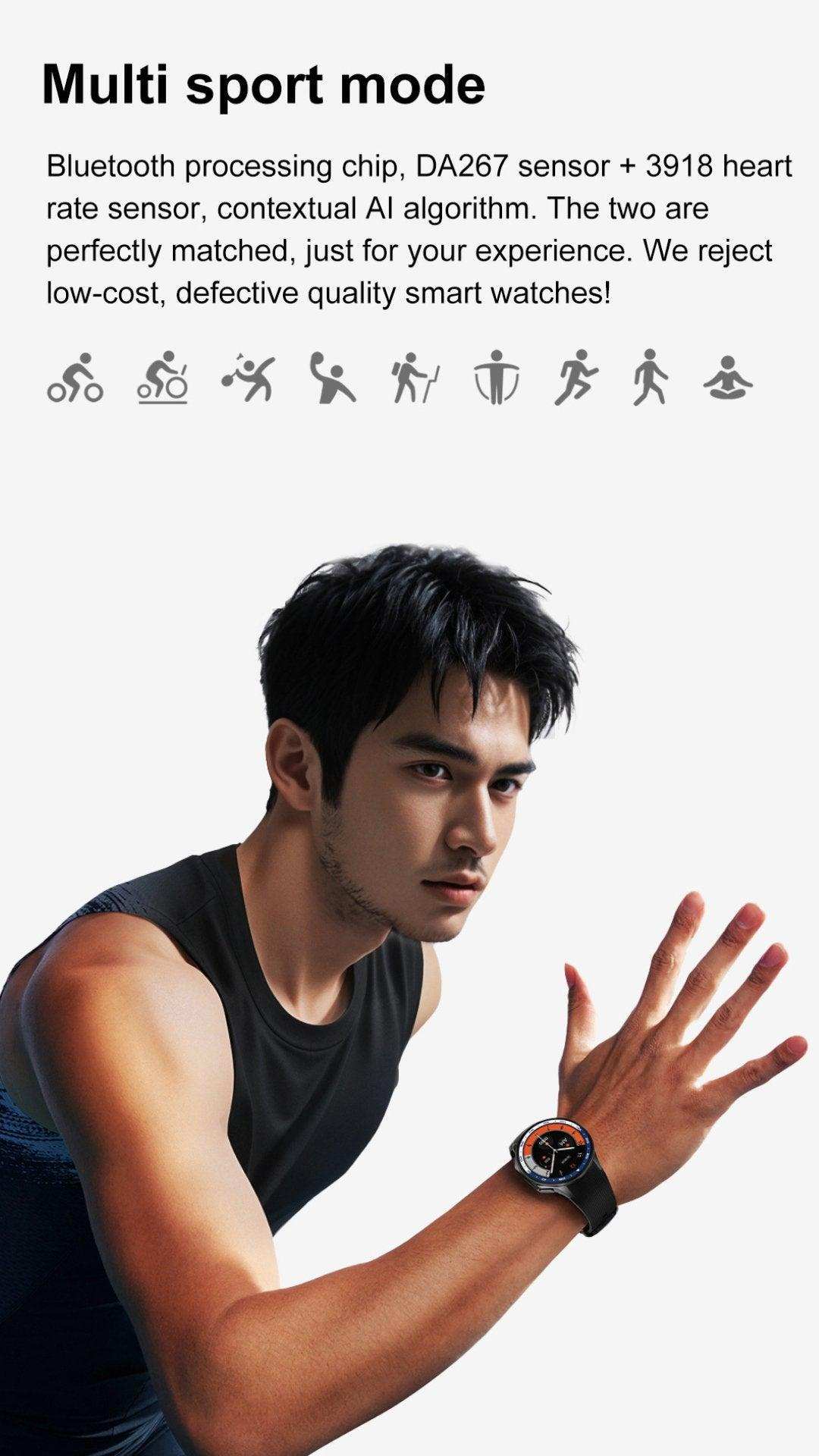 TUTT Classic AMOLED Ultra-Slim/Light 1.43" HD Smart Watch for Men | 4GB RAM AI | 3 Straps Premium Leather & Rubber | Always-On Dial Smartwatch - www.Shopthatapp.com