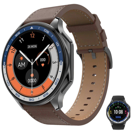 TUTT Classic AMOLED Ultra-Slim/Light 1.43" HD Smart Watch for Men | 4GB RAM AI | 3 Straps Premium Leather & Rubber | Always-On Dial Smartwatch - www.Shopthatapp.com
