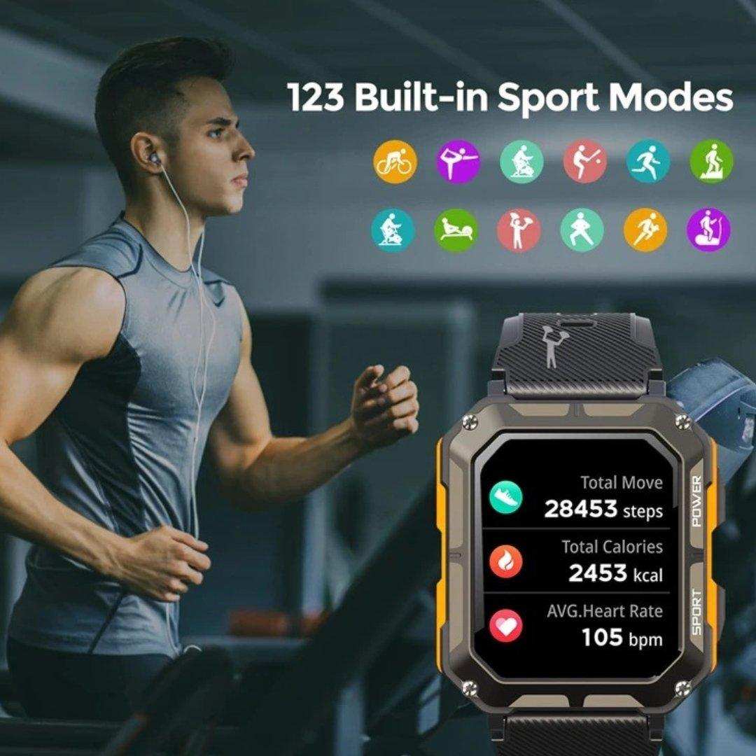 TUTT Smartwatch for Men Military Rugged | Speaker Pedometer IP68 Waterproof 1.83'' HD Tactical Smart Watch Fitness and Health Tracking Long Battery Life C20-Pro - www.Shopthatapp.com