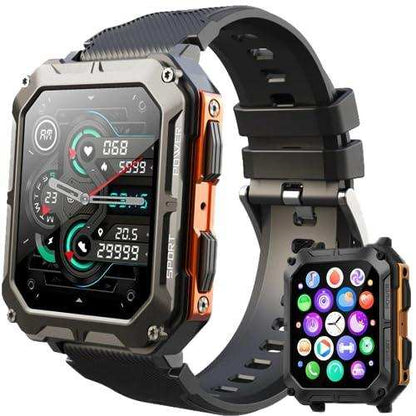 TUTT Smartwatch for Men Military Rugged | Speaker Pedometer IP68 Waterproof 1.83'' HD Tactical Smart Watch Fitness and Health Tracking Long Battery Life C20-Pro - www.Shopthatapp.com
