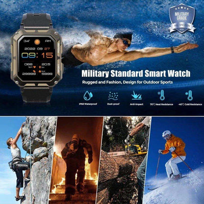 TUTT Smartwatch for Men Military Rugged | Speaker Pedometer IP68 Waterproof 1.83'' HD Tactical Smart Watch Fitness and Health Tracking Long Battery Life C20-Pro - www.Shopthatapp.com