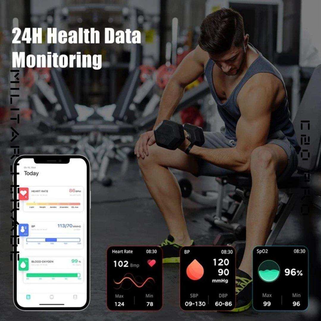 TUTT Smartwatch for Men Military Rugged | Speaker Pedometer IP68 Waterproof 1.83'' HD Tactical Smart Watch Fitness and Health Tracking Long Battery Life C20-Pro - www.Shopthatapp.com