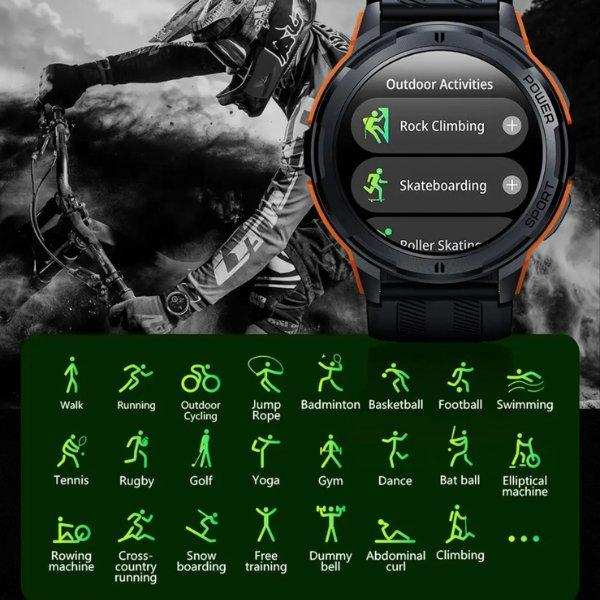 TUTT Smartwatch for Men | 1 ATM 10 Meter Depth AMOLED screen  | 410mah Long Battery Life Fitness Health Tracking Smart Watch Military Rugged  C25 - www.Shopthatapp.com