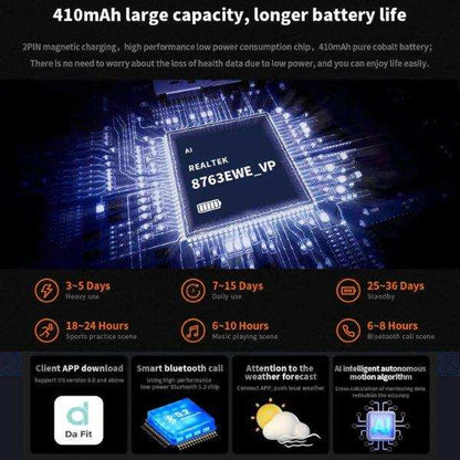 TUTT Smartwatch for Men | 1 ATM 10 Meter Depth AMOLED screen  | 410mah Long Battery Life Fitness Health Tracking Smart Watch Military Rugged  C25 - www.Shopthatapp.com