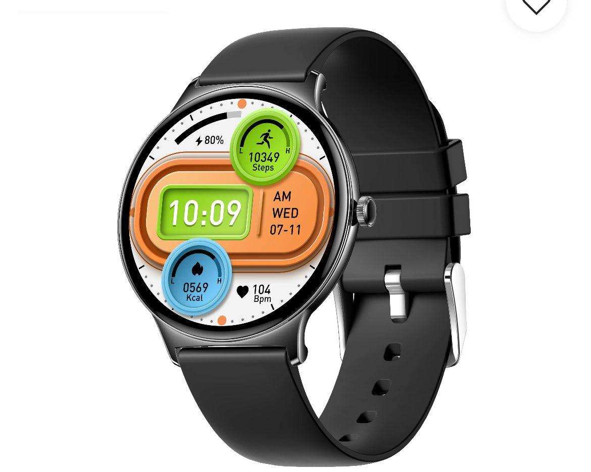 TUTT  Classic Smartwatch for Women Men AMOLED 1.43”  | Ultra-Thin Frame | Always-on-Display | Fitness Health Tracker V89 Pro | Two Straps: Steel & Rubber | Smart Watch for Android iOS - www.Shopthatapp.com
