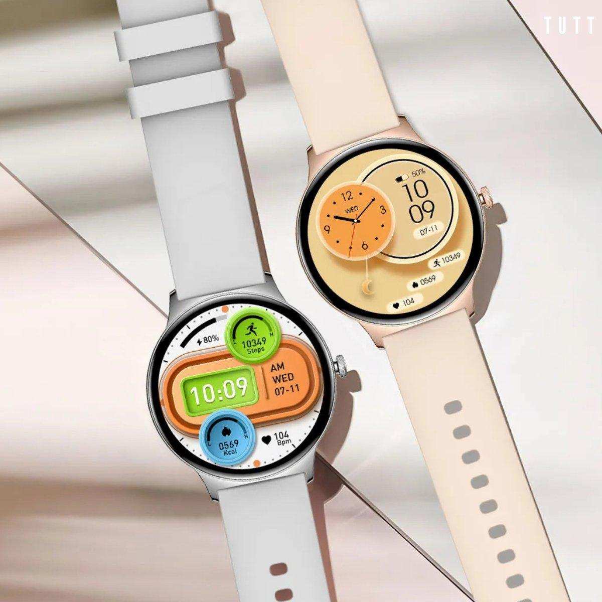 TUTT  Classic Smartwatch for Women Men AMOLED 1.43”  | Ultra-Thin Frame | Always-on-Display | Fitness Health Tracker V89 Pro | Two Straps: Steel & Rubber | Smart Watch for Android iOS - www.Shopthatapp.com