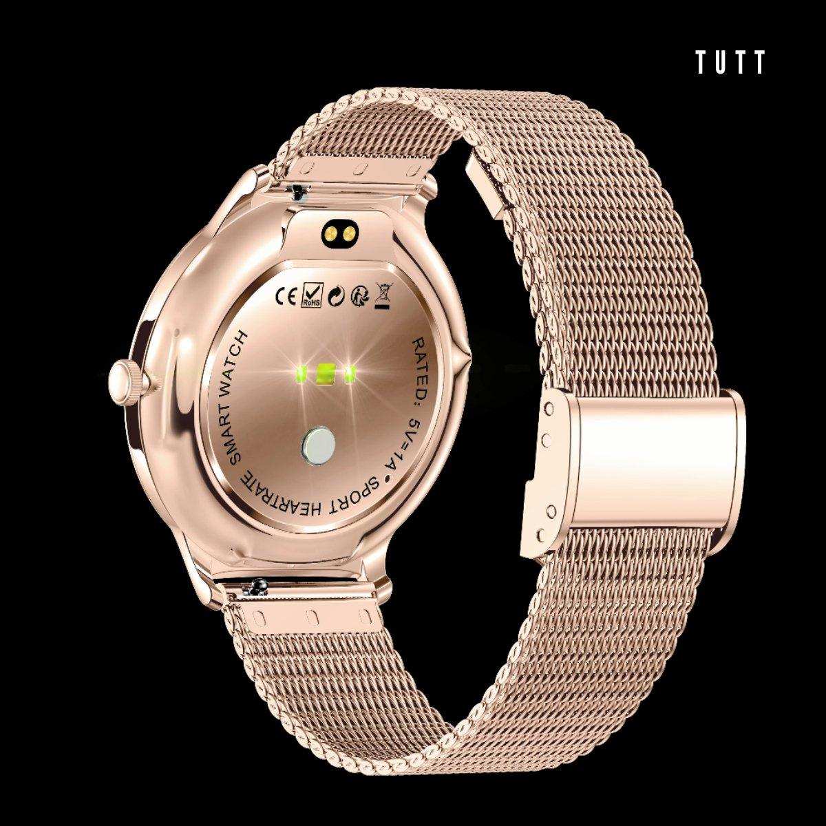 TUTT  Classic Smartwatch for Women Men AMOLED 1.43”  | Ultra-Thin Frame | Always-on-Display | Fitness Health Tracker V89 Pro | Two Straps: Steel & Rubber | Smart Watch for Android iOS - www.Shopthatapp.com
