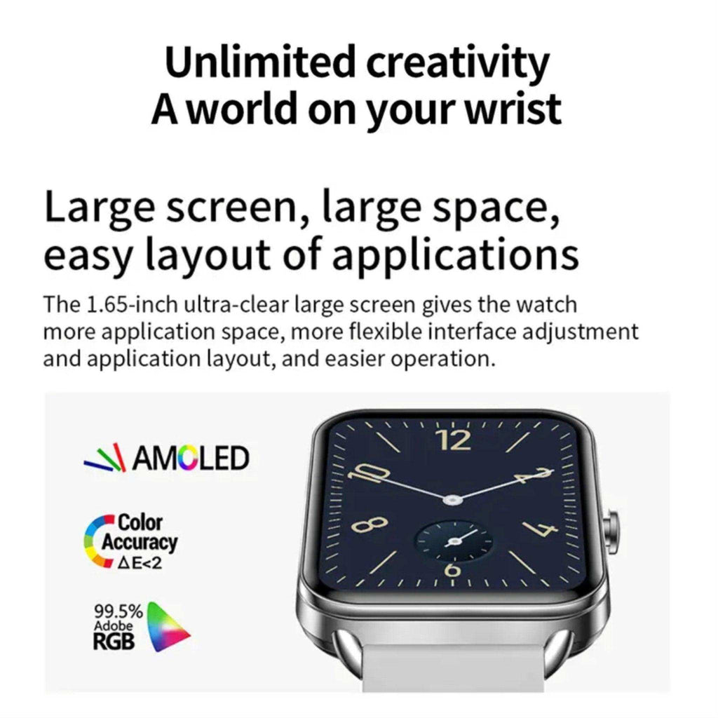 TUTT Classic Smartwatch Men Women AMOLED Touch Screen 1.65 Inch BT Calling Smart Watch Fitness Sports Tracker Rubber Straps DA2 - www.Shopthatapp.com