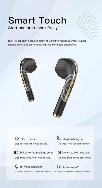 TUTT Classic Wireless Earbuds, Mini Bluetooth 5.3 Headphones HiFi Stereo, Wireless Earphones with ENC Noise Cancelling Mic, Touch Control, Type-C Charging, IPX7 Waterproof in Ear - www.Shopthatapp.com