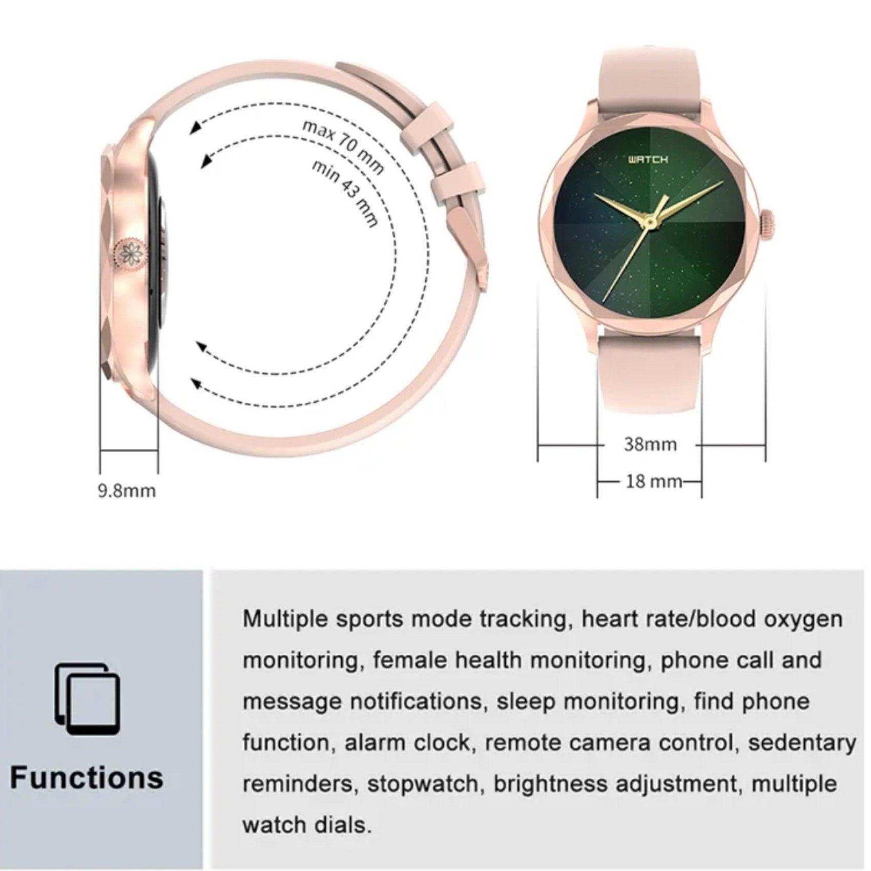 TUTT DT Women Diamond AMOLED Screen SmartWatch for Ladies Reloj Inteligente Fitness Sport Health Smart Watch Steel Straps - www.Shopthatapp.com