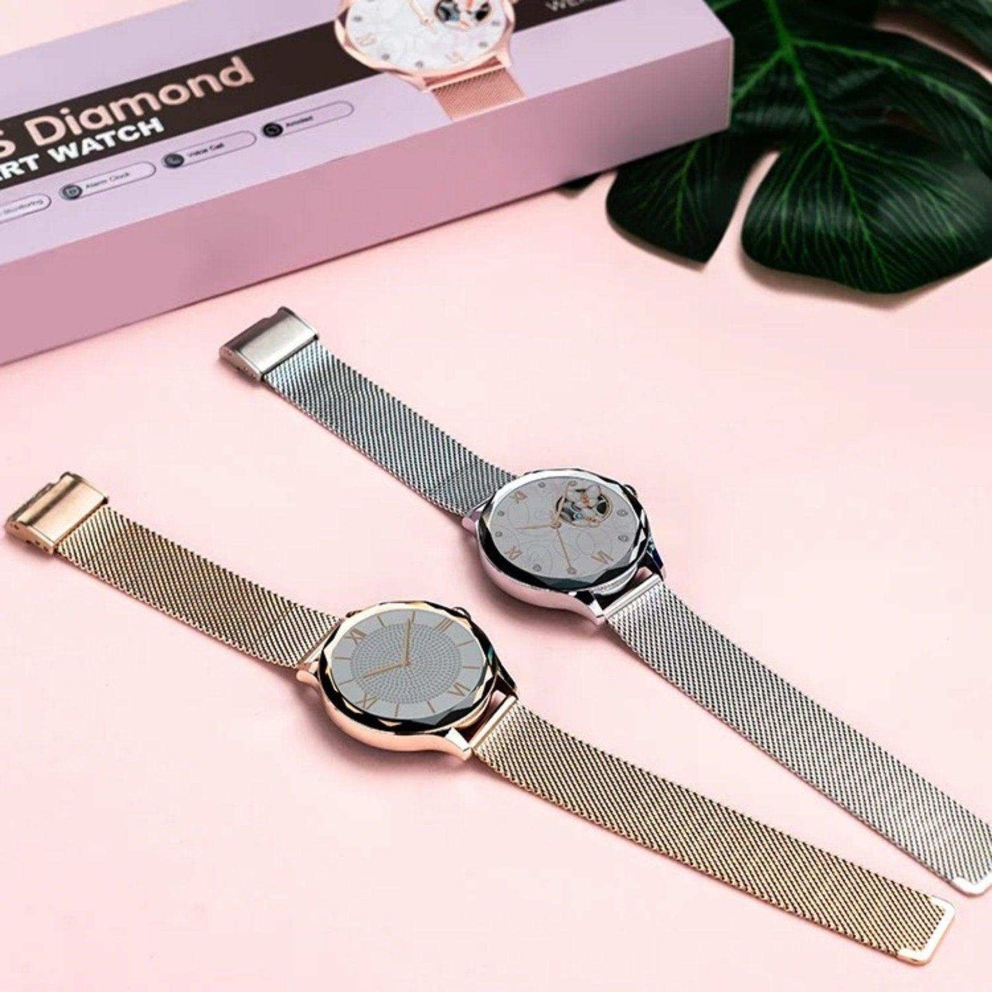 TUTT DT Women Diamond AMOLED Screen SmartWatch for Ladies Reloj Inteligente Fitness Sport Health Smart Watch Steel Straps - www.Shopthatapp.com