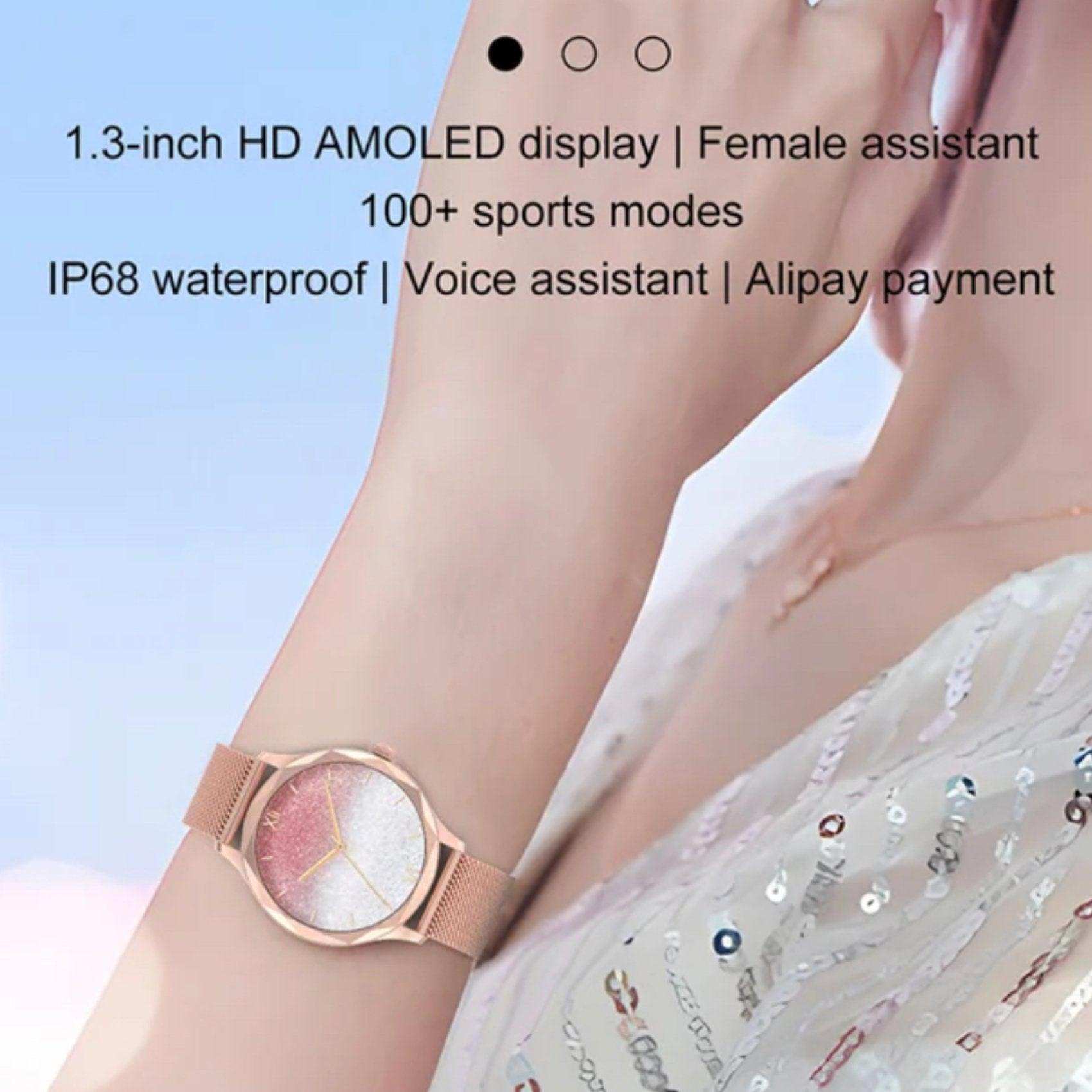 TUTT DT Women Diamond AMOLED Screen SmartWatch for Ladies Reloj Inteligente Fitness Sport Health Smart Watch Steel Straps - www.Shopthatapp.com